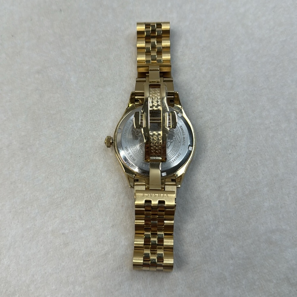 VERSACE MEN’S BLACK GOLD STEEL LUXURY WATCH WITH BOX - Picture 6 of 14